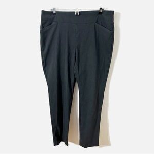 Chico’s Perfect Stretch Lightweight Pull-On Pants Dark Gray Elastic Waist Band